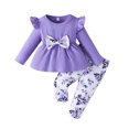 thumbnail image 2 of AJIWYH Baby Girls Erfly Print Long Sleeved Long Sleeve Top + Trousers 2 Sets Girl Clothes (Purple,9-12 Months), 2 of 6