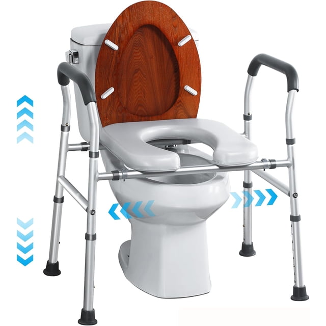 Raised Toilet Seat with Handles Toilet Seat Riser for Seniors with Height and Width Adjustable up to Commode Chair for Elderly Pregnant and Handicap Fit Any Toilet FSA/HAS Eligible