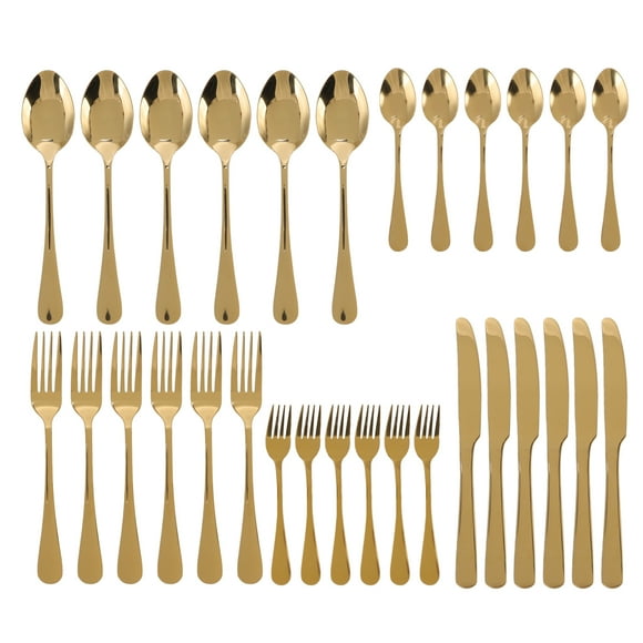 Stainless Steel Gold Flatware Set,Golden 30Pcs Stainless Steel Gold Cutlery Set Mirrored Stainless Steel Cutlery Set Masterfully Created