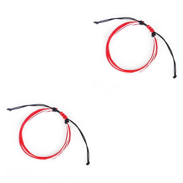 Minnieouse de hilo Joyas estéticas Pulseras boho para niñas adolescentes Rojo + Negro Type2 NO2