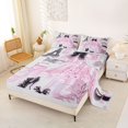 thumbnail image 2 of Castle Fairy Elegant Parisian Tulle Gown Queen Sheets 4 Pieces,Chic Black Bow High Heel Queen Sheet Sets,Pink Black White,1 Fitted Sheet, 1 Flat Sheet and 2 Pillowcases, 2 of 6