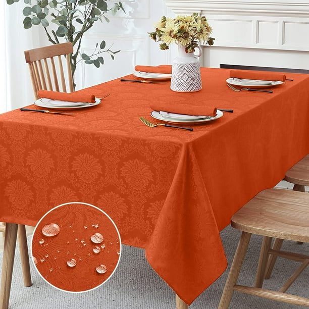 Romanstile Mantel rectangular de jacquard de otoño – Manteles decorativos con estampado floral de damasco impermeables, manteles de tela pesados para cenas/fiestas/vacaciones, 60 x 102 pulgadas, color