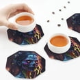 thumbnail image 4 of Leather Coasters with Heat-resistant for Drinks, Skull Witch -标题2 Octagon, 4 of 5