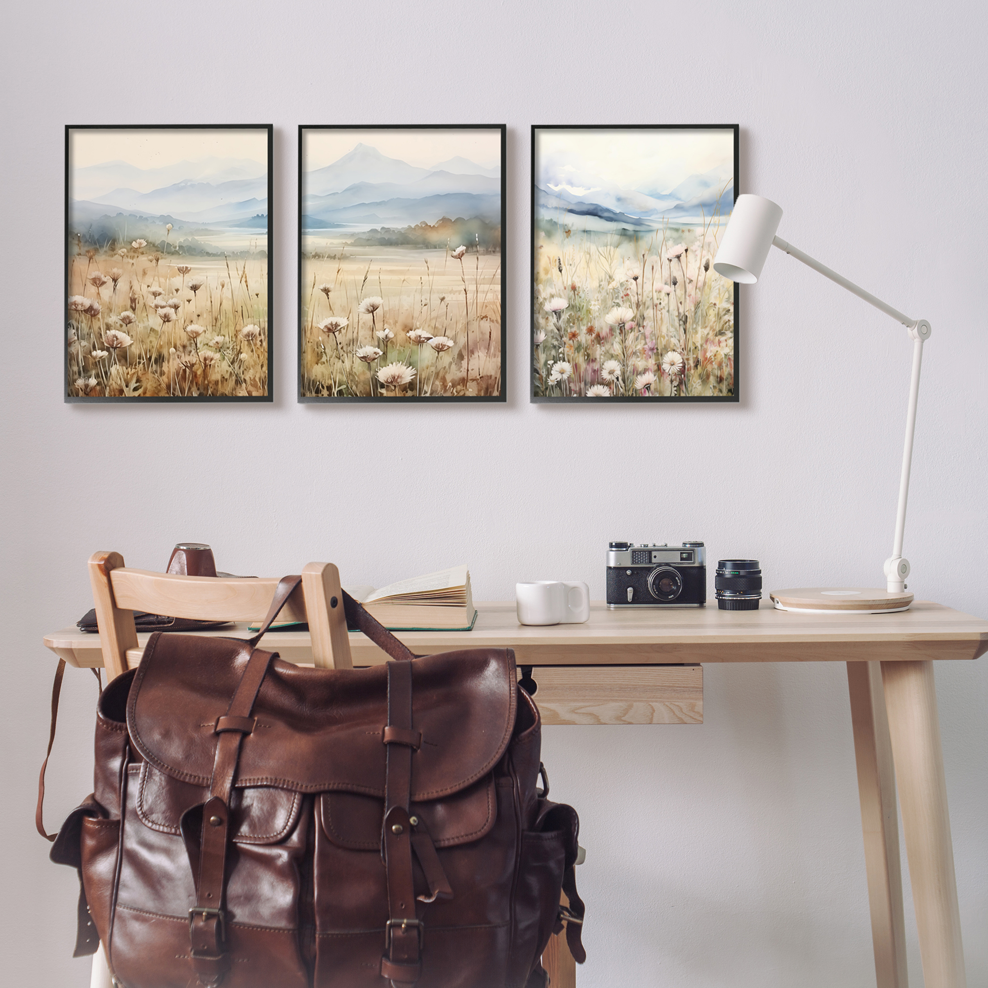 Stupell Industries In The Field Landscape Landscape Painting Black Framed Art Print Wall Art, 16 x 20, Set of 3
