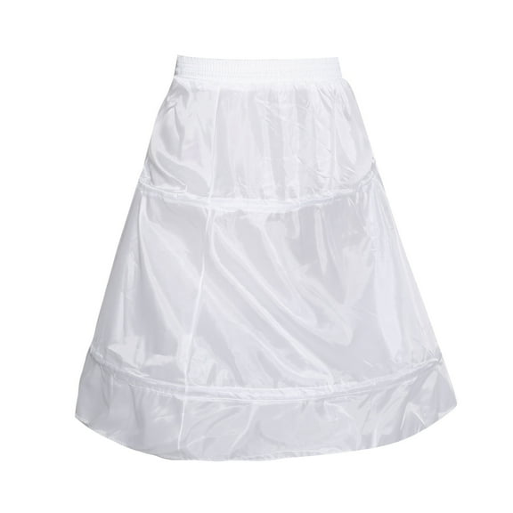 URTERYSER Kids Flower Girls 2 Hoop Single Layer A-Line Crinoline Drawstring Elastic Waist