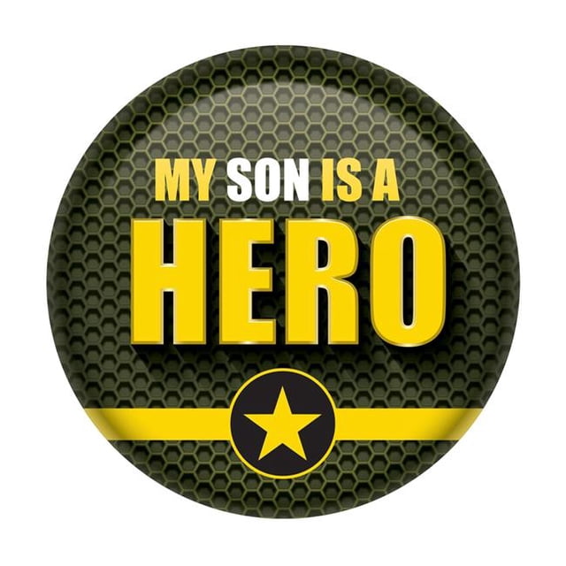 Beistle BT055 2 in. My Son is A Hero Button - Multi Color