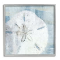 Stupell Pastel Blue Sand Dollar Seashell Landscape Painting Gray Framed Art Print Wall Art