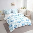 thumbnail image 3 of jejeloiu Cute Bowtie Bow 7-Piece Bedding Comforter Set,Kawaii Cake Dessert King Bedding Sets For Girls Kids Reversible, 3 of 8