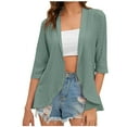 thumbnail image 2 of Aloohaidyvio Women Clothing ,Ladies Fashion Casual Spring and Summer Solid Color Half Sleeve Cardigan, 2 of 6