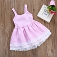 thumbnail image 2 of Dooleck Kids Little Girl Sleeveless Dresses Plaid Printed Strap Princess Lace Dress, 2 of 8