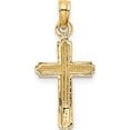 thumbnail image 4 of 14K Yellow Gold Polished Cross With Stripped Border Pendant (23 X 11) Made In United States k5448, 4 of 6