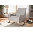 thumbnail image 5 of Baxton Studio Marlena Mid-Century Modern Greyish Beige Fabric Upholstered Whitewash Wood Rocking Chair, 5 of 9