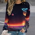 thumbnail image 2 of Galaxy Star Outer Space Womens Casual Crewneck Sweatshirt Long Sleeve Tops Cute Pullover Loose Fit, 2 of 7