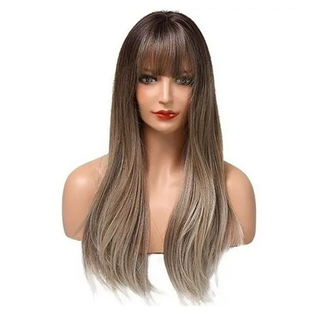 Pelucas De Pelo Sintético,Pelucas Onduladas Pelucas De Pelo Largo Ondulado Dorado Peluca Rizada Degradada Rendimiento De Primera Categoría