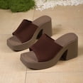 thumbnail image 2 of SACFOF Knit Heeled Sandals for Women, Comfortable Fashion Summer Sexy Open Toe Increase Height Slip On Beach Block Heel Slippers for Outdoor Indoor Party, 2 of 6