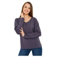 thumbnail image 4 of Sierra Socks T-Shirts à Manches Longues en Coton à Col en V Unis pour Femmes (Gris Fumée, Très Grand), 4 of 8