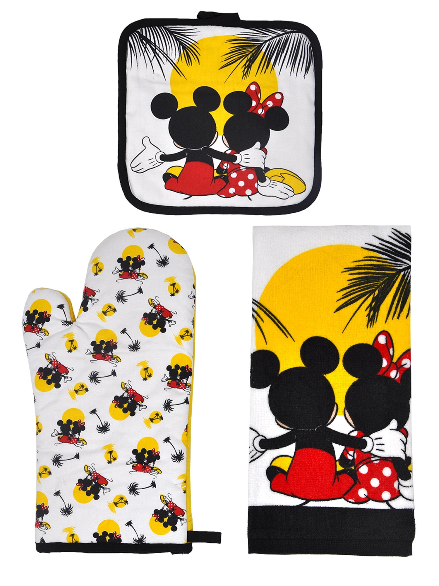Mickey Minnie Mouse Easter Kitchen Dish Towels Set Pot Holder Oven Mitt  Yellow