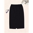 thumbnail image 5 of Black High-Waist Pencil Skirt With Back Slit Workwear Style, 5 of 5