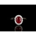 thumbnail image 4 of Classic 1.50 Carat Red Ruby 8x6mm Oval Cut And Moissanite Diamond Halo Engagement Ring in 10k White Gold for Women, 4 of 4