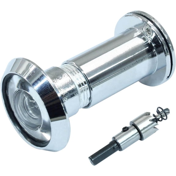 Door Viewer Peephole with Rotating Privacy Cover, Wide Viewing Angle Peep Holes with Drill Bit, for Housing Home Hotel - Mirror Polished Chrome