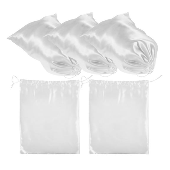 KONTONTY 5pcs Silk Satin Wig Bags Drawstring Satin Pouches Travel Storage Bag for Packaging Handbags, Wigs, Hair Extensions, Purses, Shoes Boots