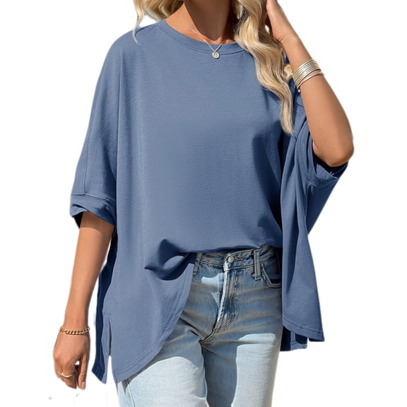 Summer Short Sleeve Oversize Solid Color T Shirt Women Loose Tops