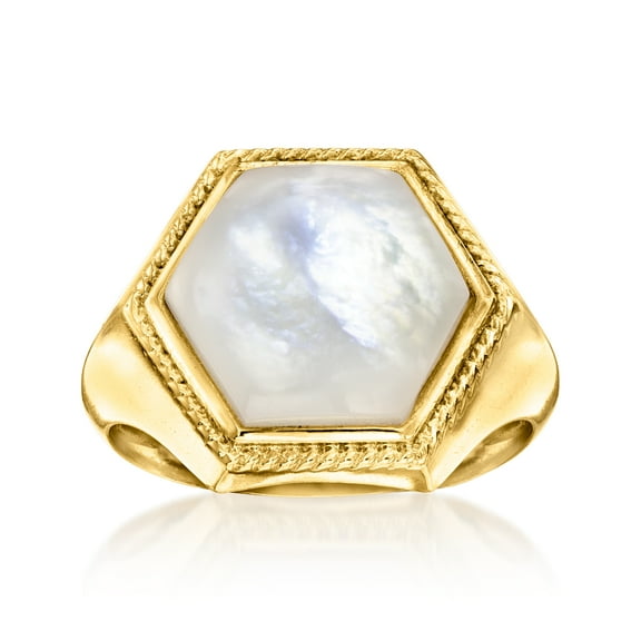 Ross-Simons Hexagonal Mother-Of-Pearl Ring in 18kt Gold Over Sterling, Women's, Adult