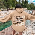 thumbnail image 2 of NinXxx Women's Letter Graphic Hoodie Drawstring Oversized Pocket Pullover Khaki L, 2 of 7