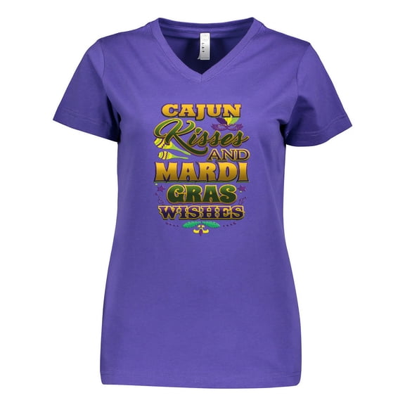Inktastic Mardi Gras Wishes Cajun Kisses Women's V-Neck T-Shirt