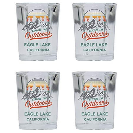 

Eagle Lake California Explore the Outdoors Souvenir 2 Ounce Square Base Liquor Shot Glass 4-Pack