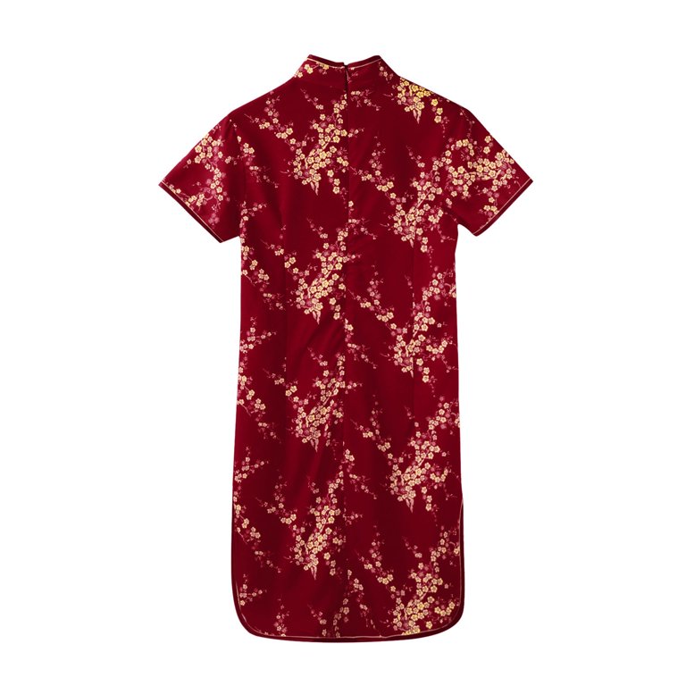 Chuou Dresses for Women Short Sleeve Turtle Neck Bodycon Mini Dress Chinese Traditional Clothing Cheongsam Dress