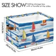 thumbnail image 4 of Yayeee Canvas Storage Basket with Handles for Shelves Fabric Bins Closet Organizer, Orange Sailboats, 4 of 8