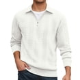 thumbnail image 3 of Quarter Zip Pullover Men Fall Winter Long Sleeve Jacquard Collared Sweat Shirt Casual Pullover Tops, 3 of 9