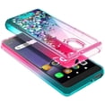 thumbnail image 4 of Nagebee Case for Alcatel TCL A1 (4G LTE, A501DL) / Alcatel Insight (5005R) with Tempered Glass Screen Protector (Full Coverage), Glitter Liquid Floating Waterfall Durable Girls Cute Case (Pink/Aqua), 4 of 5