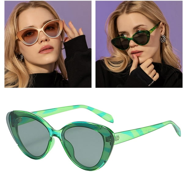 Cat Eye Sunglasses Womens Eyewear Fashion UV400 Vintage Style 80 Green