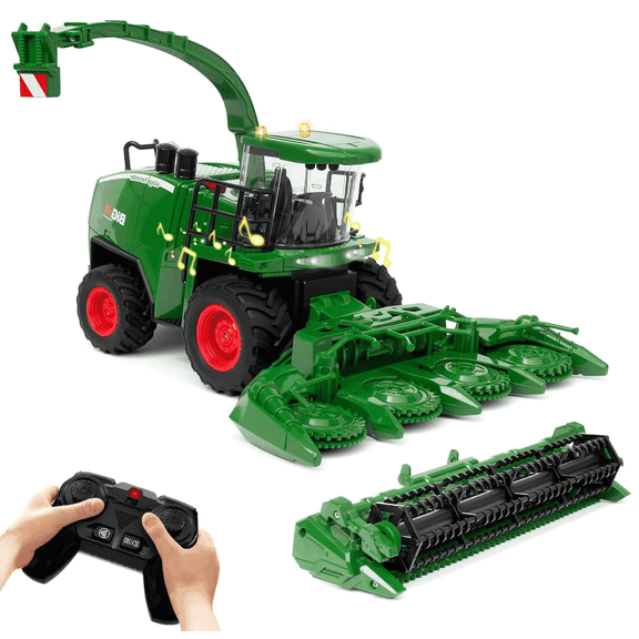 95272FUNN Remote Control Combine Harvester 95272FUNN Green 1/24 Scale Farm Vehicle with 2 Rechargeable Batteries