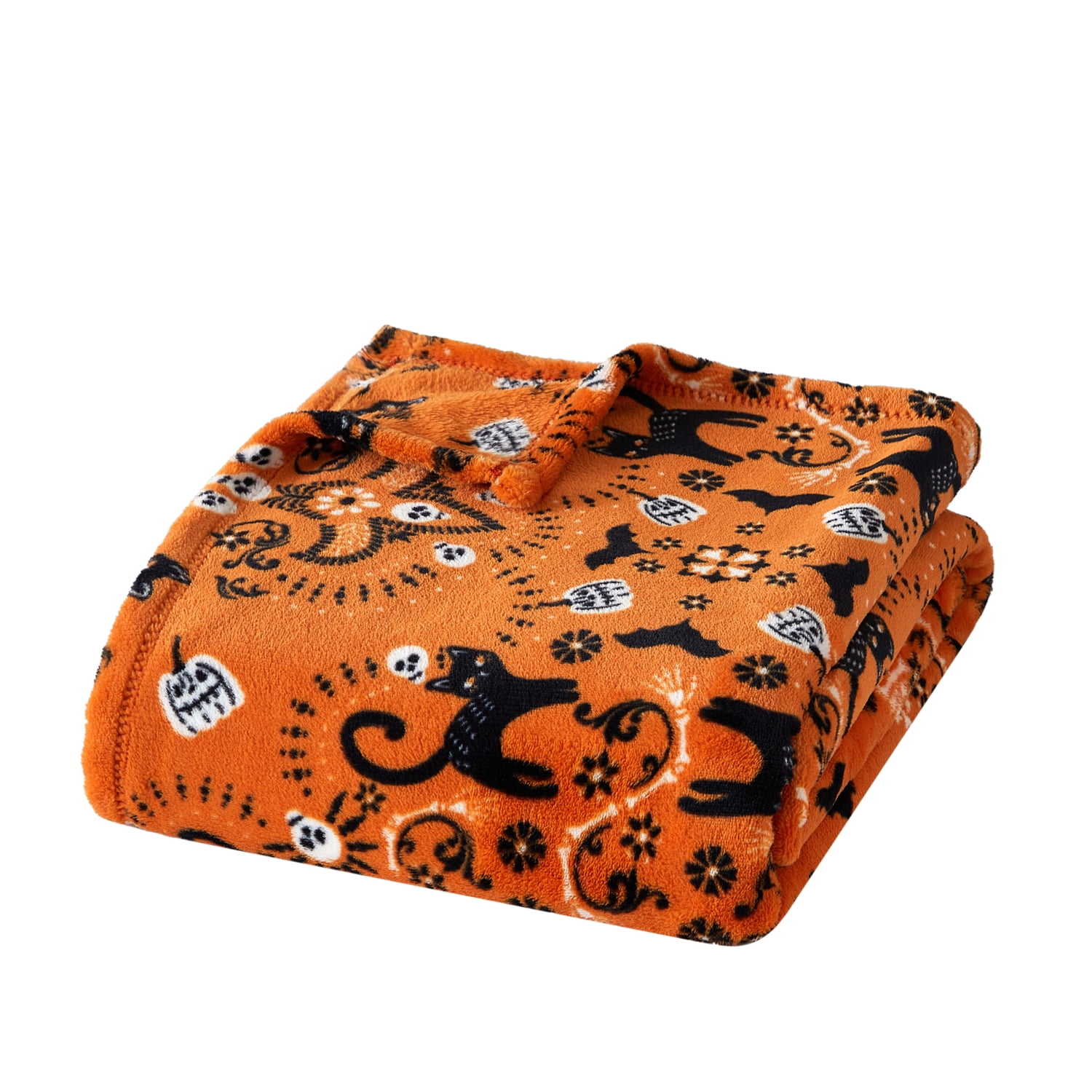 Way To Celebrate Cats Bandana Plush Oversized Couch Throw Blanket, Orange, 50 x 72 in