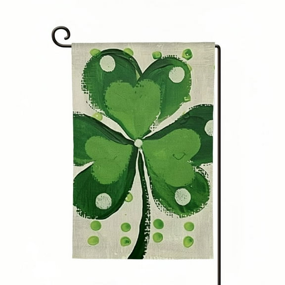 St Patricks Day Shamrock Garden Flag Double Sided for Outside Polka Dots Small Green Welcome Yard Holiday Flag