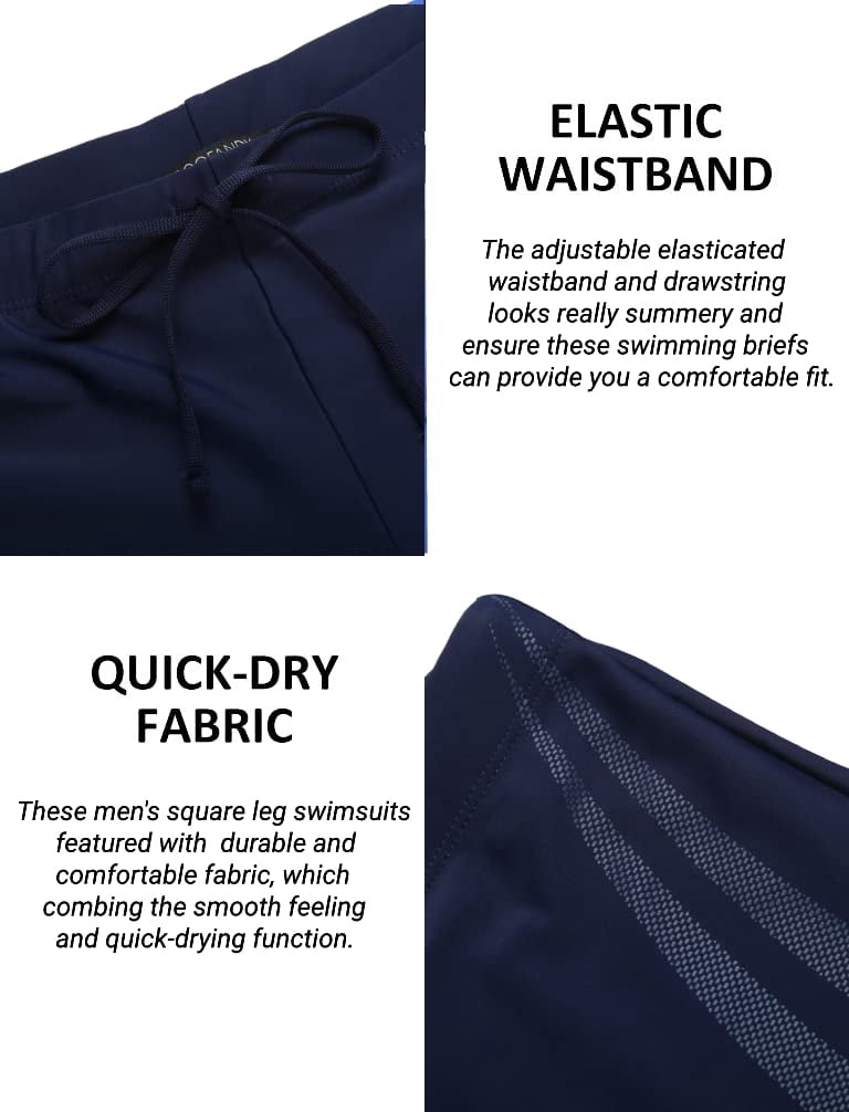 COOFANDY Mens Swim Trunks Swim Briefs Square Leg Sexy Tight Swimwear Bathing Suit Board Short with Liner