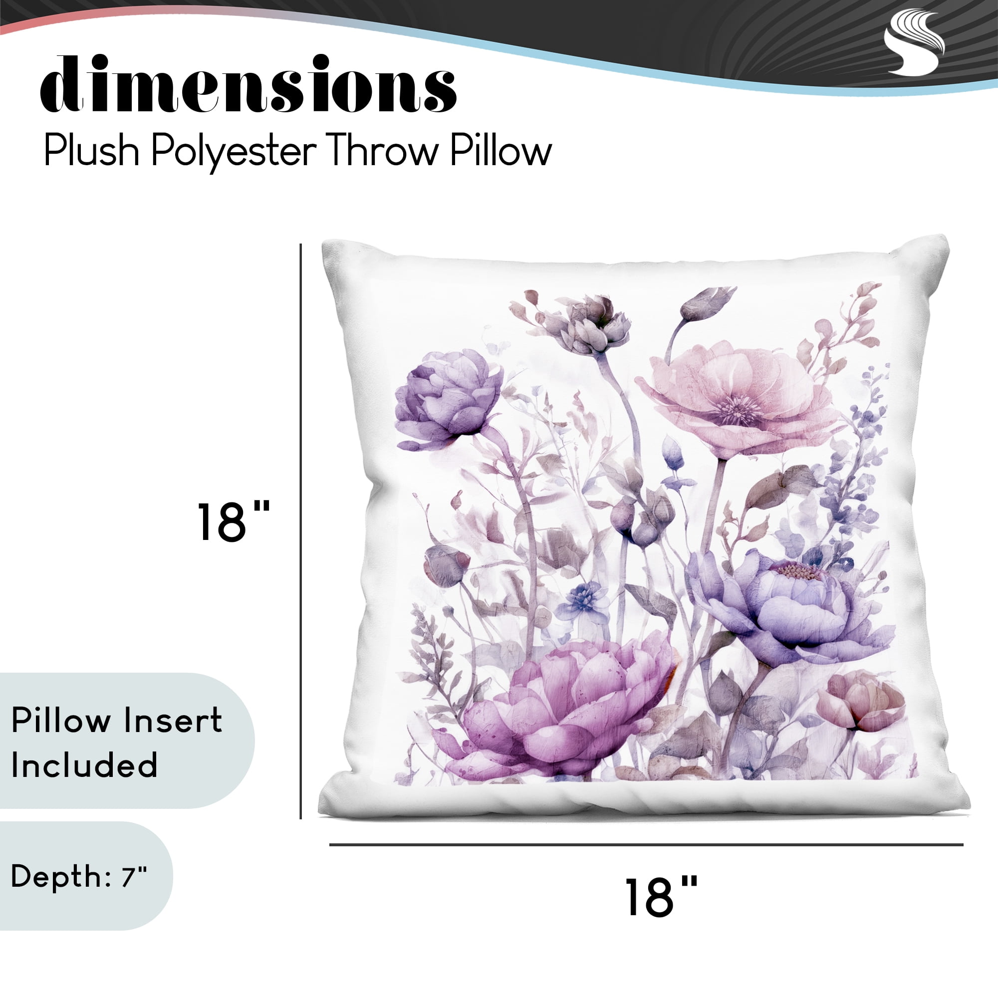 Stupell Industries Purple & Pink Florals Decorative Printed Throw Pillow, design by Kim Allen, 18 x 7 x 18