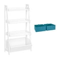 thumbnail image 3 of RiverRidge Kids 24in 4-Tier Ladder Shelf Toy Organizer, Book Storage, and 2 Turquoise Bins, 3 of 10