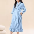 thumbnail image 6 of Fewfanhot Women's Long Robe with Pockets Lapel Collar Bathrobe for Home Lounging and Comfortable Wear After Bath or Shower, 6 of 6