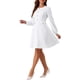 thumbnail image 4 of Vestido de trabajo de manga larga con decoración de botones en contraste para mujeres Inspire Chic XL Blanco, 4 of 6