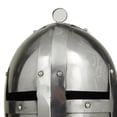 thumbnail image 6 of 18" Silver Metal Replica Medieval Knight Crusader Mask Helmet with Black Wood Stand, by DecMode, 6 of 9