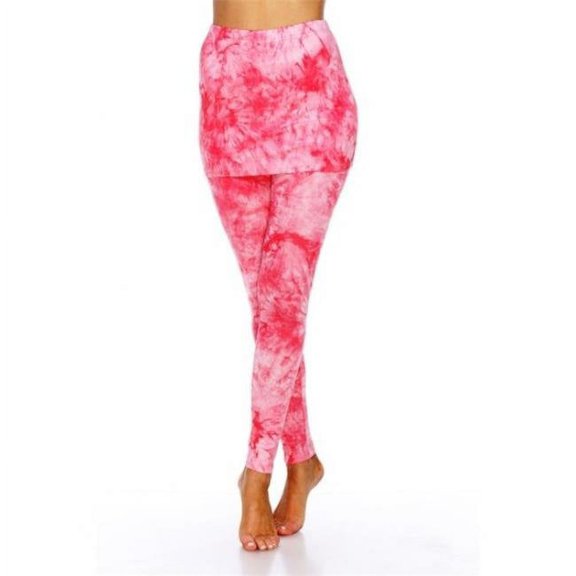 203-03-L Tie Dye Skirted Womens Leggings, Red - Large