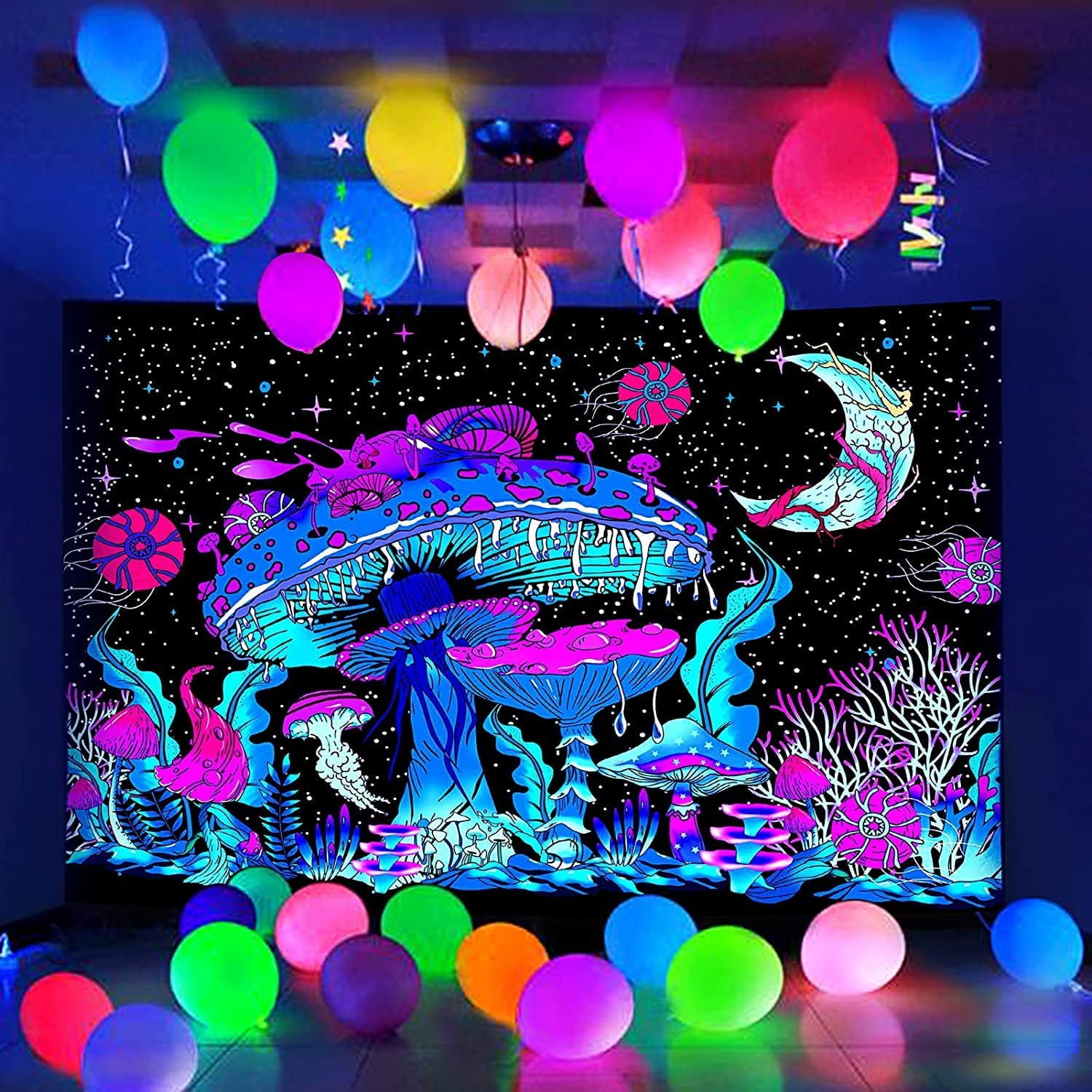 150 cm x 130 cm Tapestry Black Light Mushroom Tapestry for Living Room Bedroom Home Decoration Walmart