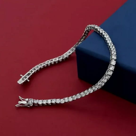 Mangal Jewels 10 Ct VVS1 Diamond Round Cut Tennis Bracelet 14k White Gold Plated Silver