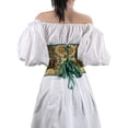 thumbnail image 6 of Corsets for Women Waist Cincher Shaper Boned Satin Vintage Print Design Front Hook Buckle Back Drawstring Strap Slim Fit Push Up Shaper Tops, 6 of 9