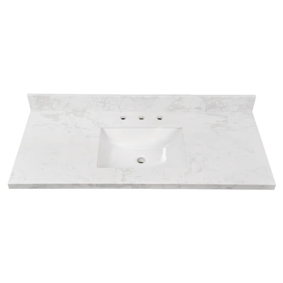 Kingston Brass KVPB4922W38CR Ferrara 49-Inch Quartz Vanity Top (8" Faucet Drillings) in Quartz White