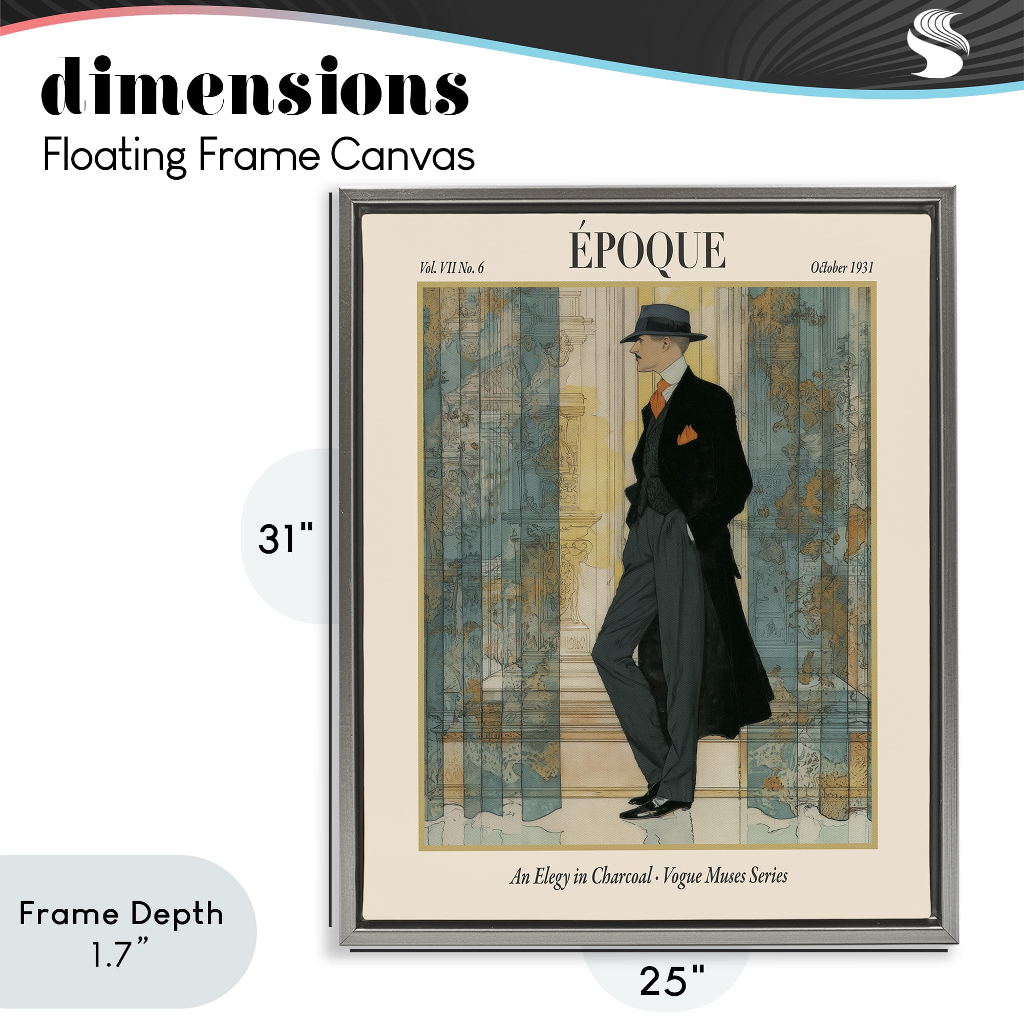 Stupell Industries The Gentleman Magazine Gray Framed Floater Canvas Wall Art, design by A Barefoot Stylist